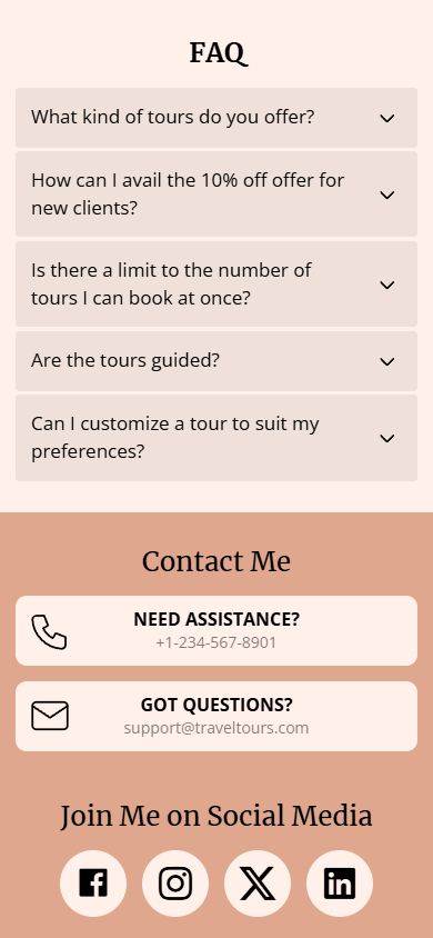 Bottom of the page created with Taplink’s AI builder