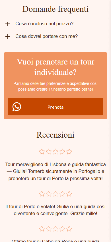Parte inferiore del Linktree del viaggiatore