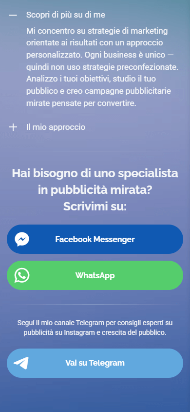 Parte inferiore dell’esempio di Linktree del marketer
