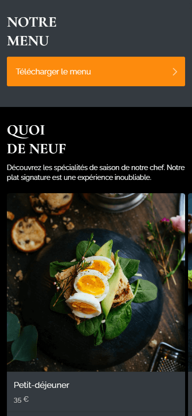 Le milieu du Linktree du restaurant