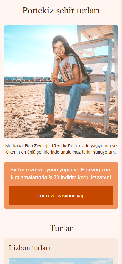 Bir gezgin için Linktree tasarımının üst kısmı