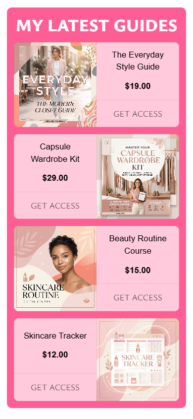 Bottom section of the influencer’s Tap Bio-style page featuring digital products