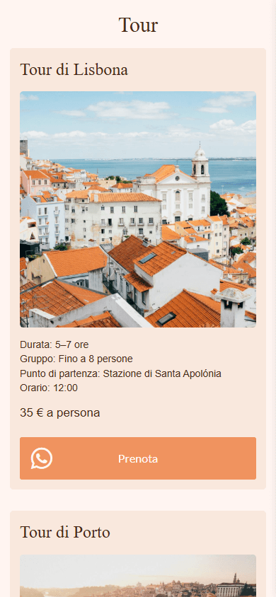 Parte centrale del design del Linktree del viaggiatore