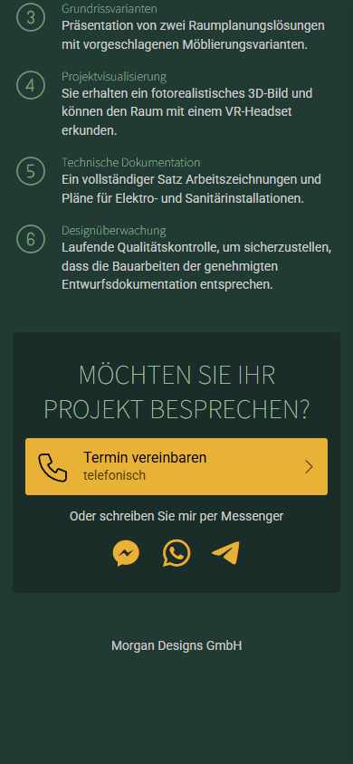 Der untere Bereich des Linktree-Beispiels einer Designerin / eines Designers