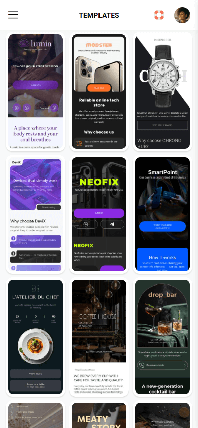Seconds part of the link in bio page templates in Taplink