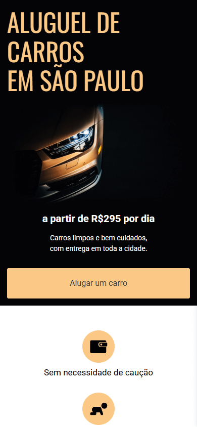 Parte superior do exemplo de Linktree de uma locadora de veículos