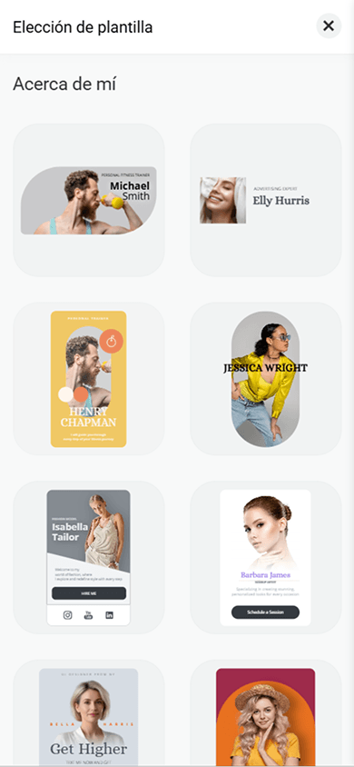Plantillas del Bloque personalizado para crear una sección «Acerca de» en Taplink