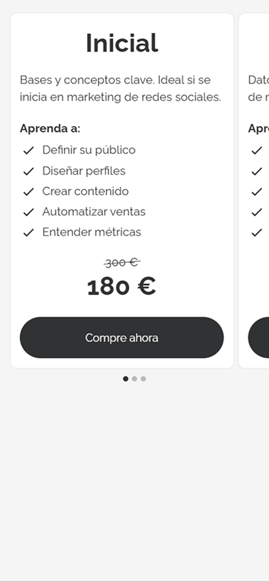 Primera diapositiva de los planes de precios creados con el bloque Planes de precios de Taplink
