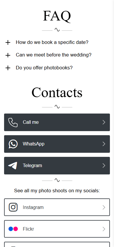 Bottom of the example of a photographer’s digital business card