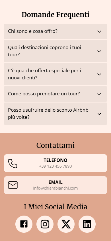 Il fondo dell’esempio della pagina creata con Taplink AI