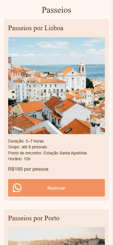 Parte central do design de Linktree do viajante