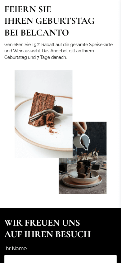 Der untere Bereich des Linktree-Beispiels eines Restaurants