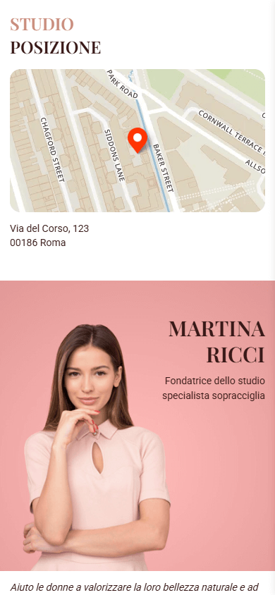 Parte inferiore dell’ottimo esempio di Linktree per estetiste