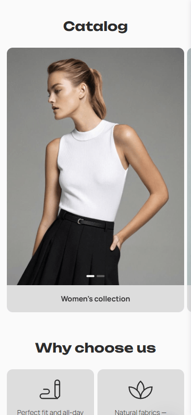 Middle of the store’s link in bio page example