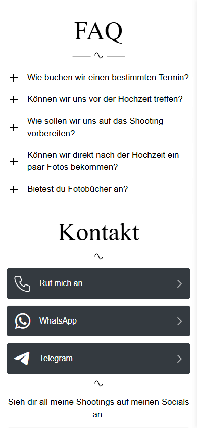 Der untere Bereich des Linktrees eines*einer Fotograf:in
