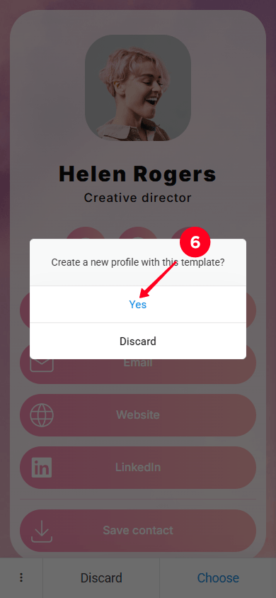 Choosing Yes in the link tree template selection pop-up window