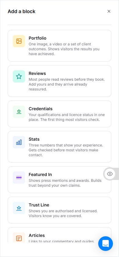 Content blocks available in the V1ce app