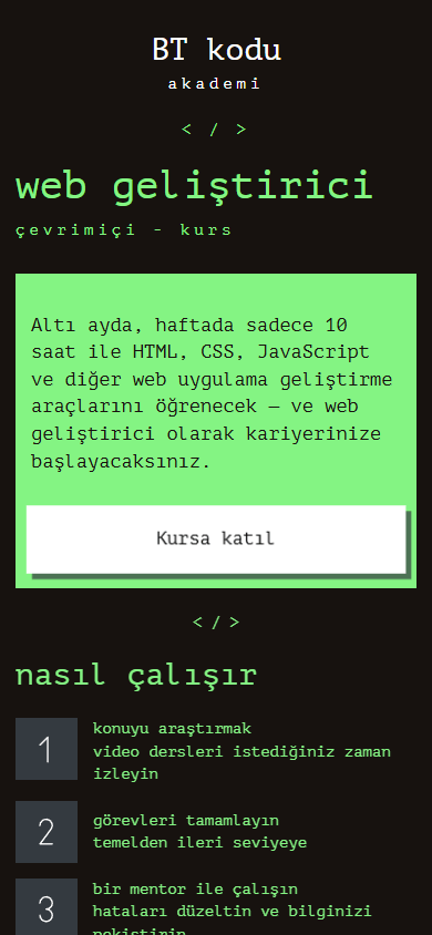 İyi bir IT akademisine ait Linktree örneğinin üst kısmı