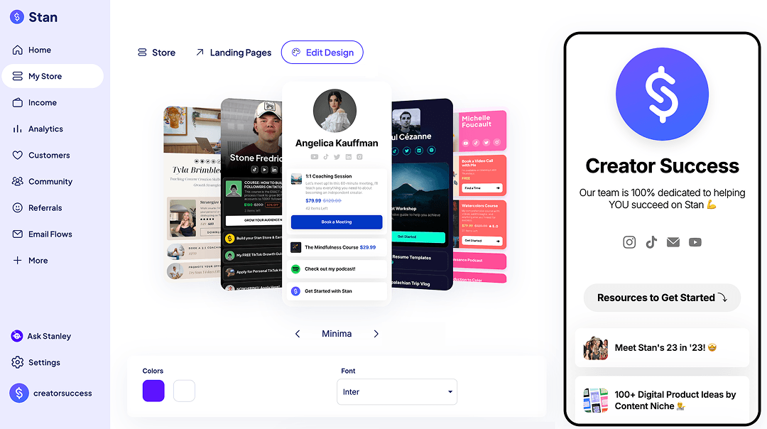 Design themes available in Stan Store