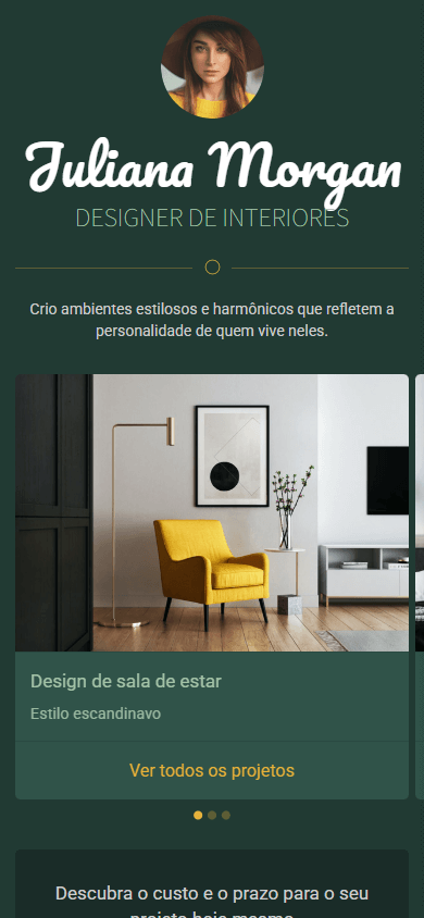 Parte superior do exemplo de Linktree da designer