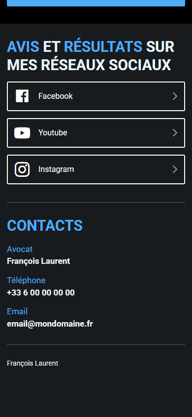 Le bas du Linktree de l’avocat