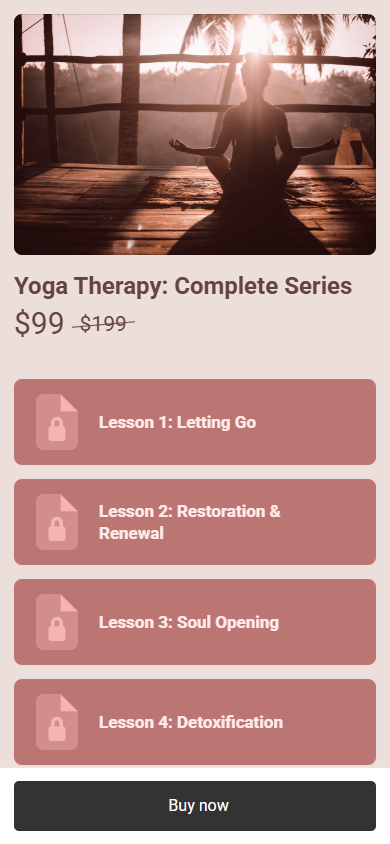 Yoga guide page in the Taplink online store