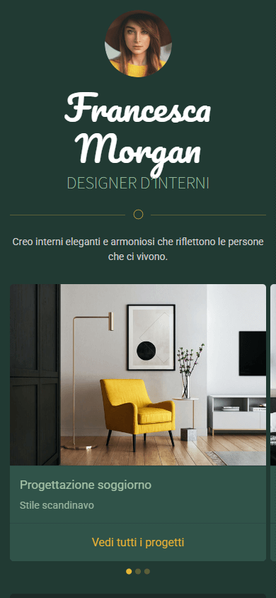 Parte superiore dell’esempio di Linktree di una designer