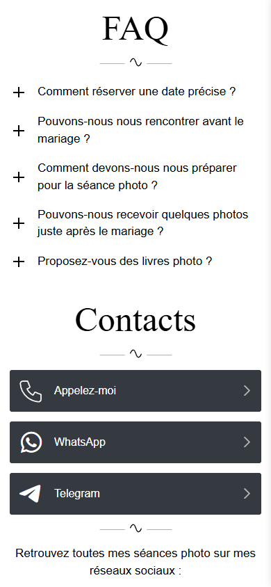 Le bas du Linktree du photographe
