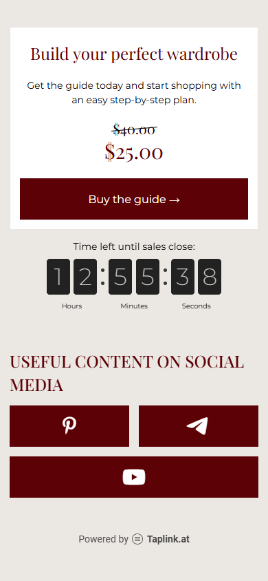 Bottom of the example of the guide creator’s link in bio page