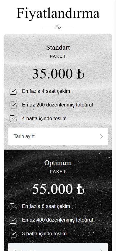Fotoğrafçının Linktree sayfasının alt kısmı