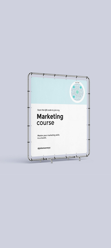 Stand with a QR code directing to the digital business card