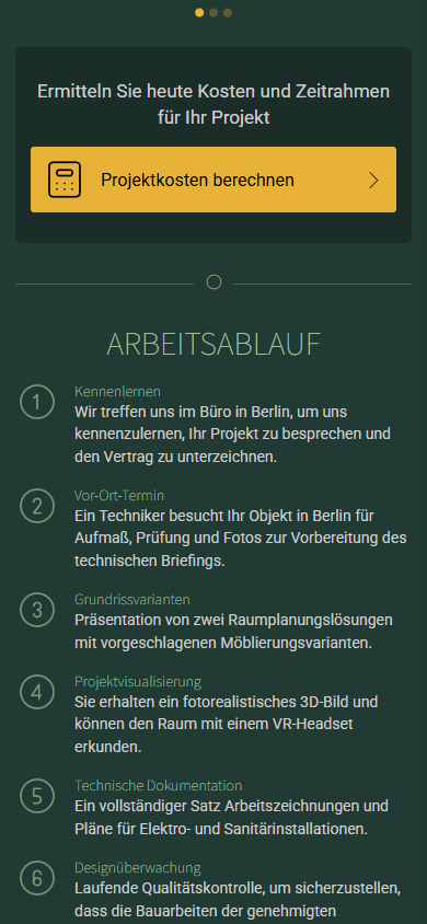 Der mittlere Bereich des Linktree-Beispiels einer Designerin / eines Designers