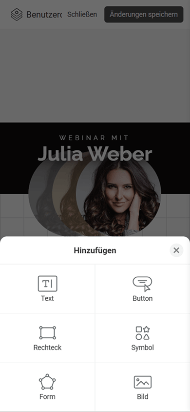 Sechs Elemente, die zum Erstellen eines Blocks „Benutzerdefinierter Block“ in Taplink hinzugefügt werden können