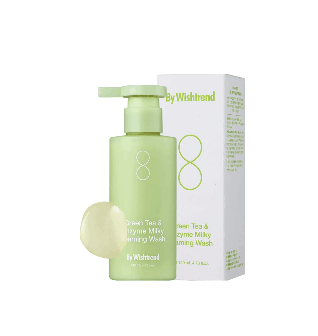 Пенка с энзимами. By Wishtrend Green Tea Enzyme Milky Foaming Wash. Энзимная пенка для умывания с зелёным чаем by Wishtrend Green Tea Enzyme Milky Foaming Wash. Молочная пенка. By Wishtrend Foaming Wash.