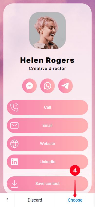 Tapping Choose in the link tree template library in Taplink