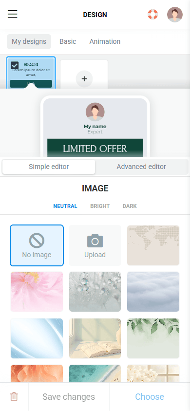 Design settings of the Taplink website