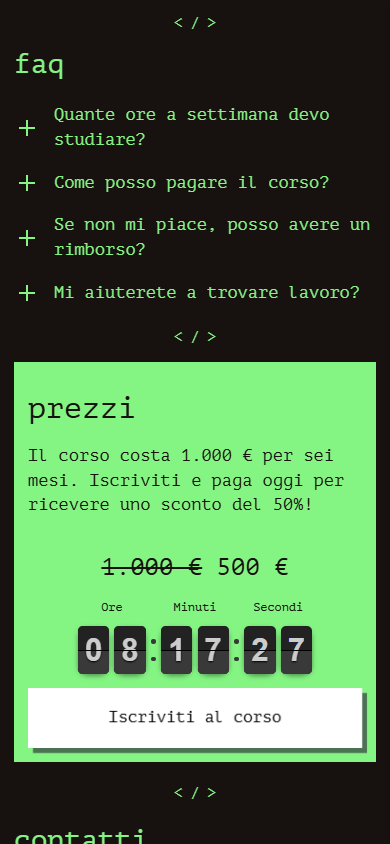 Parte inferiore dell’esempio di Linktree dell’accademia