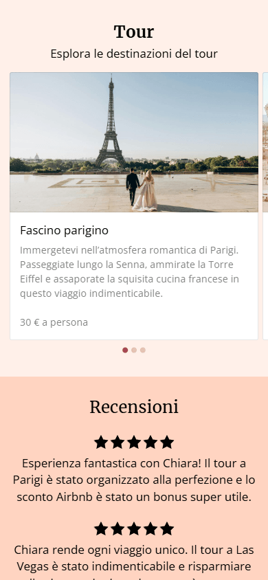 La parte centrale dell’esempio della pagina creata con lo strumento link in bio Taplink AI