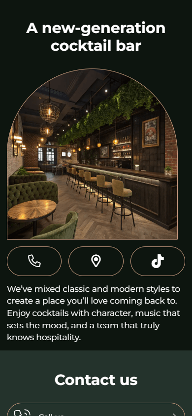 Bottom of the link in bio page of a bar