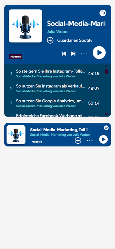 Eine Playlist und ein einzelner Titel auf der Taplink-Seite