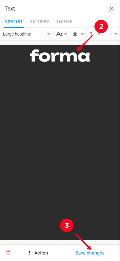 Editing the clothing brand name and tapping Save changes