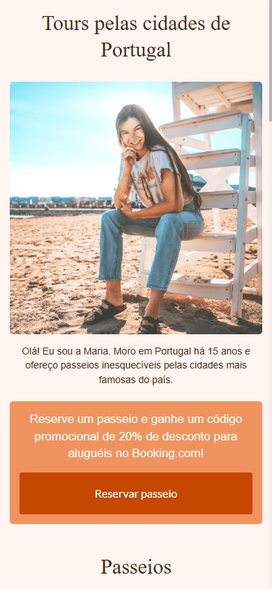 Parte superior do design de Linktree para um viajante