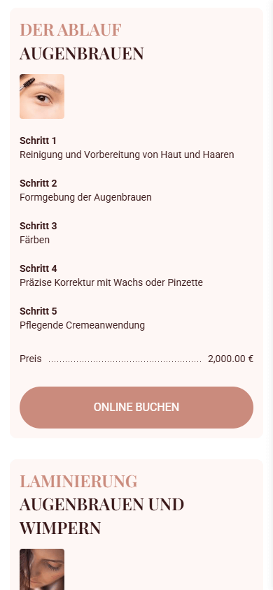 Der mittlere Bereich der Linktree-Seite eineseiner Kosmetiker:in