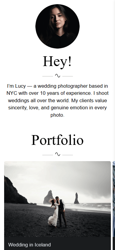 A link tree template for photographers