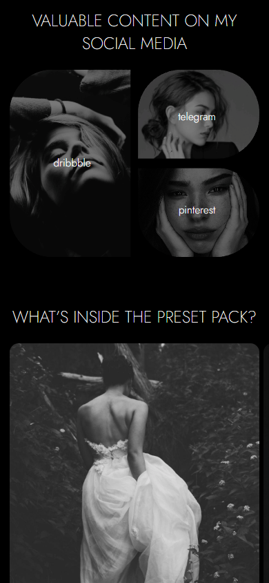 Middle of the link in bio page of a photographer