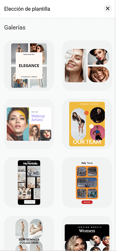 Plantillas del Bloque personalizado para crear galerías en Taplink