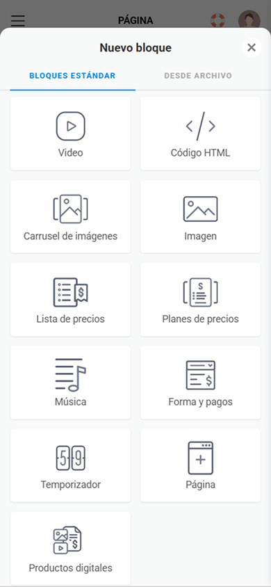 Segunda parte de los bloques de contenido de Taplink