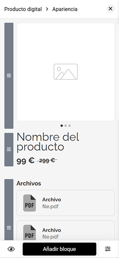 Personalización de la apariencia de un producto digital en Taplink