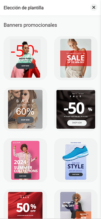 Plantillas de diseño para crear un banner promocional con el Bloque personalizado