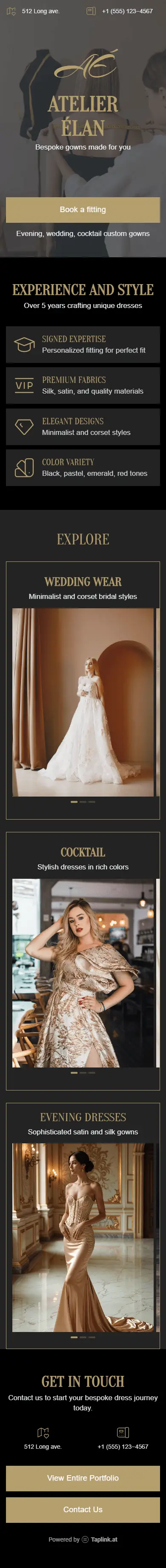 An example of the textile digital portfolio created with Taplink